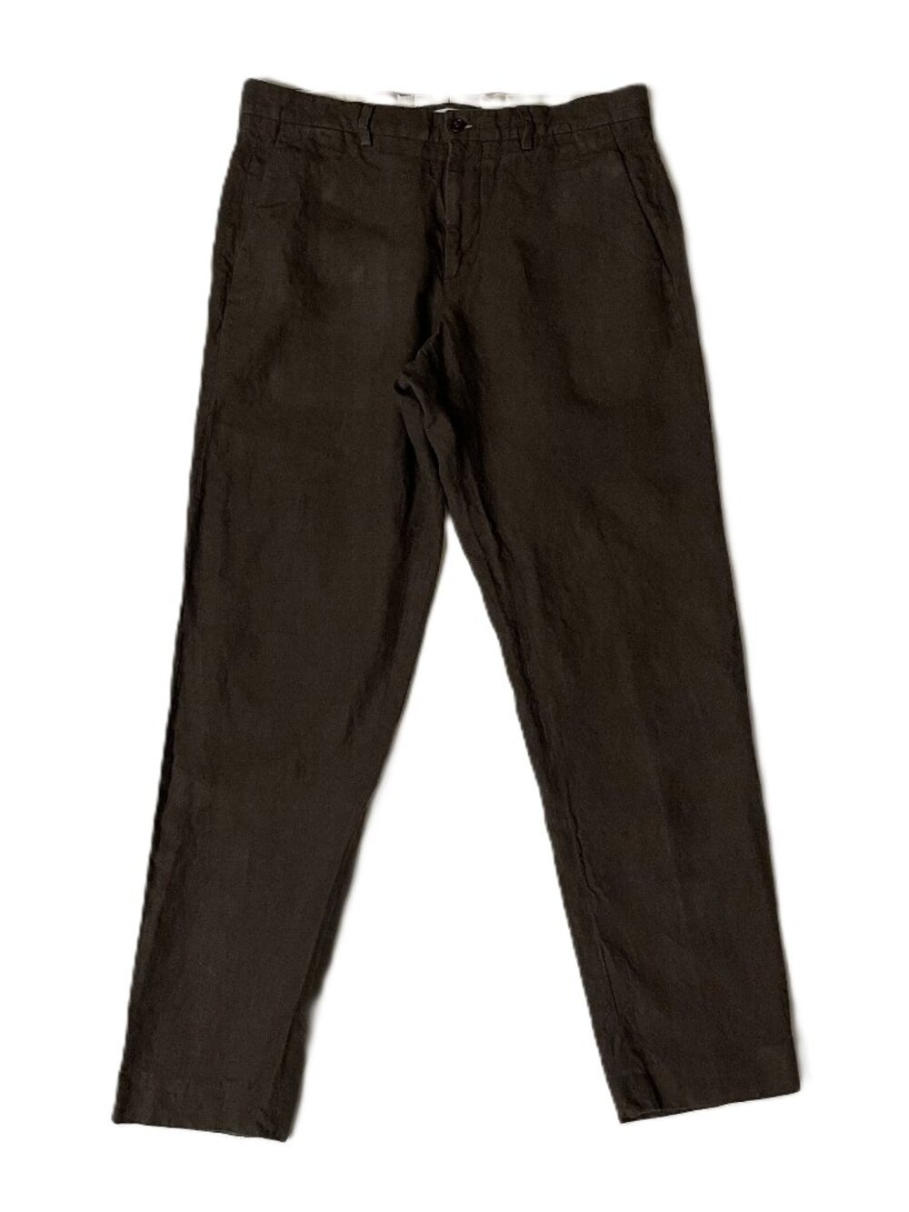Zara Man Sartorial 100% Linen Pants Mens 31 x 29 Brown Trousers Zip Front